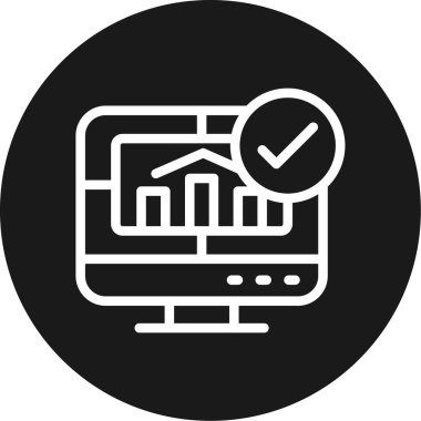 Veri Analizi Çizgisi Çemberi BG Simgesi, Basit Tasarımlı Vektör Resimleri