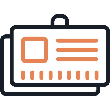 Kimlik Kartı Çizgisi Simgesi, Basit Tasarımlı Vektör İllüstrasyonu