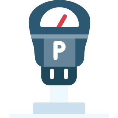 Otoparkmetre Düz Simgesi, Basit Tasarımlı Vektör İllüstrasyonu