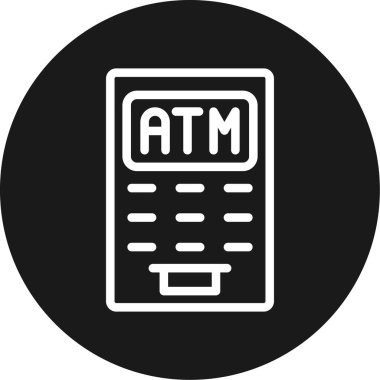 ATM Makine Hattı Çemberi BG Simgesi, Basit Tasarımlı Vektör Resimleri