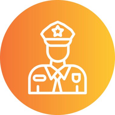 Polis Memuru Çizgisi Gradyan Çemberi Simgesi, Basit Tasarımlı Vektör İllüstrasyonu