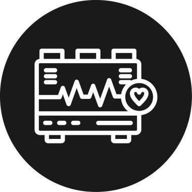 Kardiyoloji Makinesi Çizgisi Çemberi BG Simgesi, Basit Tasarımlı Vektör Resimleri
