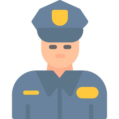 Güvenlik Görevlisi Düz Simge, Basit Tasarımlı Vektör Resimleri