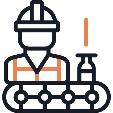 Sanayi Üretim Hattı Simgesi, Basit Tasarımlı Vektör İllüzyonu