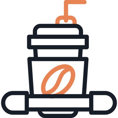 Kahve Dükkanı Bardağı Holder Satırı Basit Tasarımlı Vektör İllüstrasyonu