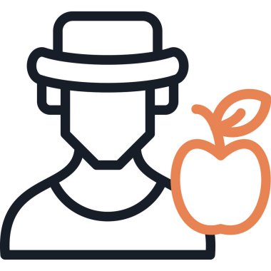 Diyetisyen Çizgisi Simgesi, Basit Tasarımlı Vektör İllüzyonu