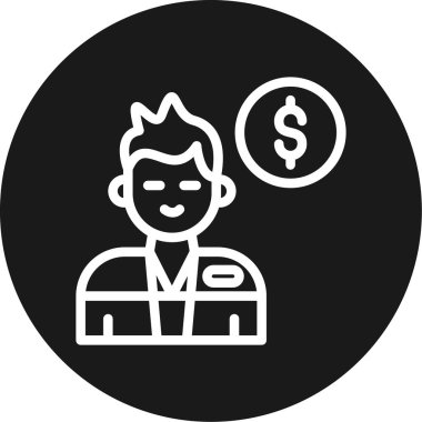 Ekonomist Çizgi Çemberi BG Simgesi, Basit Tasarımlı Vektör Resimleri