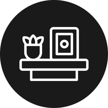 Wall Shelf Line Circle BG Simgesi, Basit Tasarımlı Vektör Resimleri