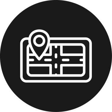 Araba GPS Hat Çemberi BG Simgesi, Basit Tasarımlı Vektör Resimleri