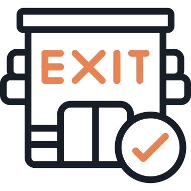 Acil Çıkış Satırı Simgesi, Basit Tasarımlı Vektör Resimleri