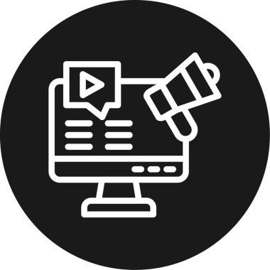 Çevrimiçi reklam pazarlama simgesi, vektör illüstrasyonu