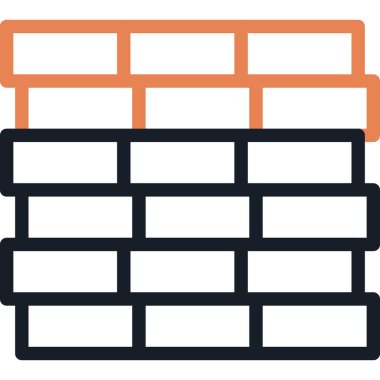 tuğla duvar simgesi, basit vektör illüstrasyonu