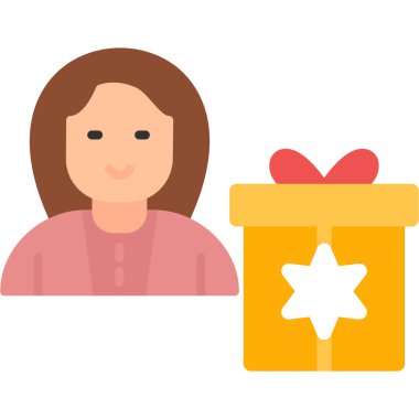 Hediye kutusu düz vektör simgesi