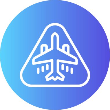 Beyaz arka planda beyaz uçak simgesi izole edildi. Mavi daire agonu. vektör illüstrasyonu