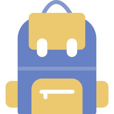 Beyaz arkaplanda izole edilmiş sırt çantası simgesi ve vektör illüstrasyonu