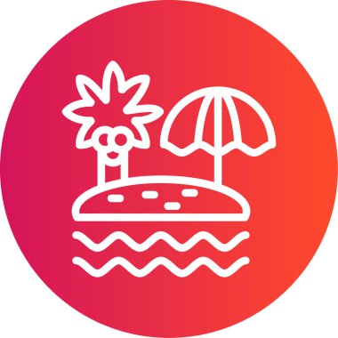 Sahilde şemsiyesi olan bir sahilin ikonu.