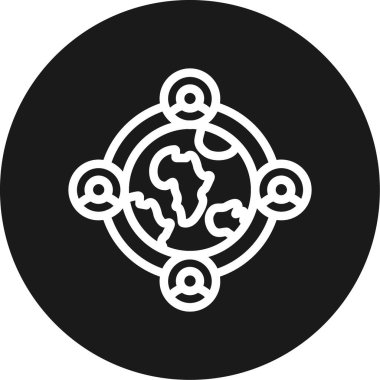 Bir dünya haritası simgesinin vektör illüstrasyonu