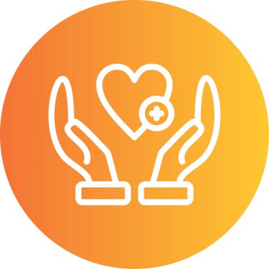 el ele tutuşan kalp ikonu vektör çizimi tasarımı