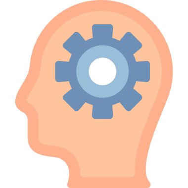 Dişliler, çizimler, beyaz arka planda vektör olan insan kafası.