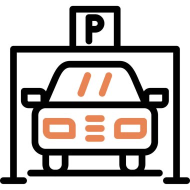 Otomobil park simgesi doldurulmuş taslak biçiminde