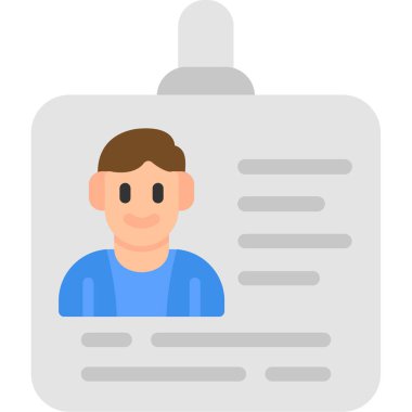 Kimlik kartı simgesi olan adam avatarı, düz tasarım