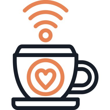 Kalp ikonu vektör illüstrasyon tasarımlı fincan