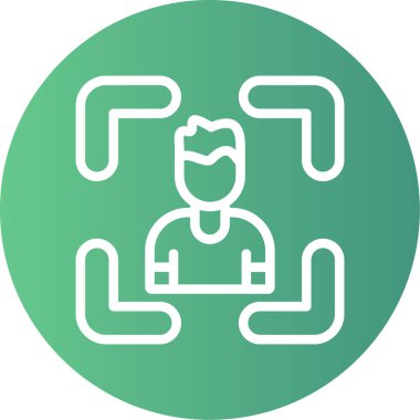 Dizüstü bilgisayar vektör çizgisi simgesine sahip eşsiz bir adam