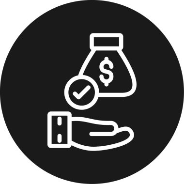 Bozuk para ikonlu para çantası. Ağ için bozuk para vektör simgeleriyle bir dolar çantasının basit bir çizimi