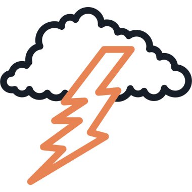 Şimşek fırtınası vektör simgesi. biçim düz bicolor ve yuvarlak açılar, yuvarlak açılar, renkler, beyaz arkaplan.