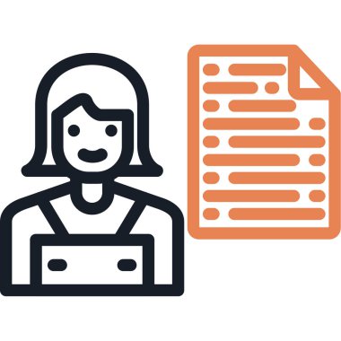 Kağıt belgeli kadın ikon vektör illüstrasyon tasarımı