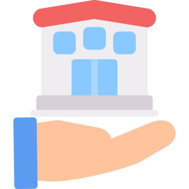 Bir ev simgesi ile el, vektör illüstrasyonu