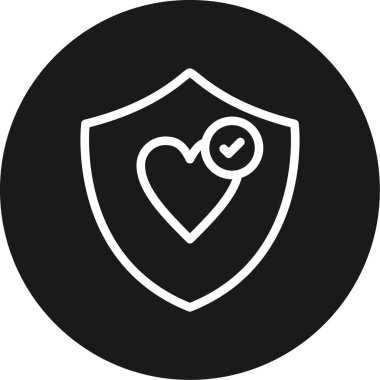 Kalp vektör simgesi. Bu düz yuvarlak sembol gri renk kullanır ve beyaz arkaplanda izole edilir.