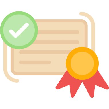 Sertifika düz vektör simgesi