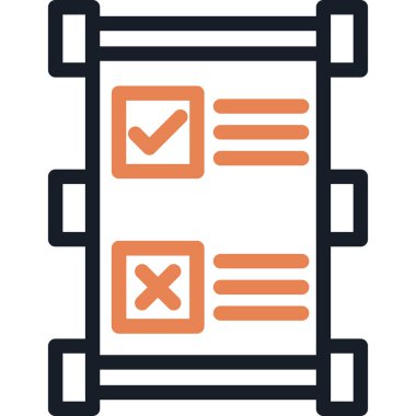 Pano kontrol listesi vektör simgesi. bicolor düz sembol, gri ve turuncu renkler, yuvarlak açılar, beyaz arkaplan