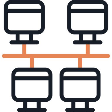ağ simgesi. Bağlı aygıtların basit tasarımı, ağ ve mobil