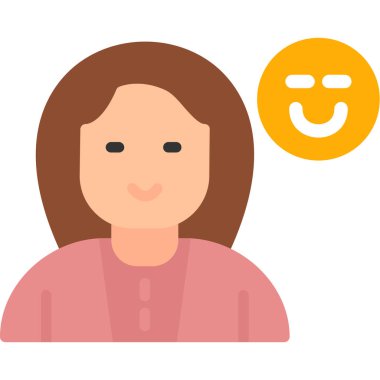 Gülümseyen yüz ifadesi vektör çizimi tasarımı olan dişi avatar