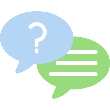 soru ve faq işareti, konuşma baloncukları simgesi.