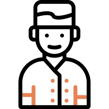 Doktor vektör simgesi. Biçim düz sembol, turuncu renk, yuvarlak açılar, beyaz arkaplan