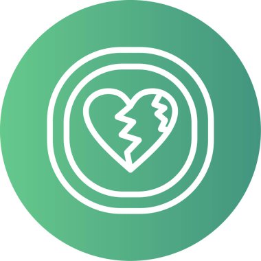 Kalp Düz Çember Vektör Simgesi Tasarımı