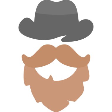 Sakal vektör illüstrasyonlu hippi erkek avatarı