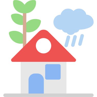 Yağmur damlalı ev vektör illüstrasyonu