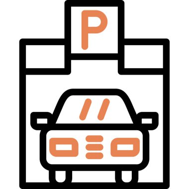 Otomobil park simgesi taslak biçiminde