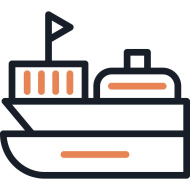 kargo gemisi vektör simgesi. Beyaz arkaplanda basit vektör simgesi. gemi çizimi