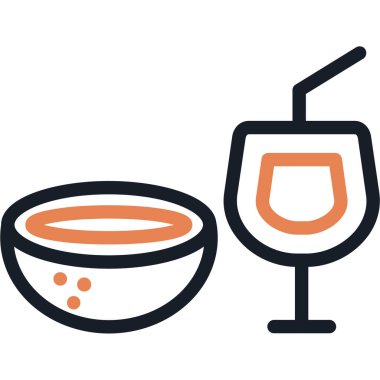 Tropikal İçecek Çizgisi Simgesi