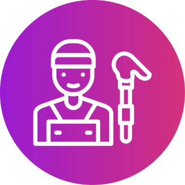 Tornavida ve anahtar simgesi olan işçi adam, satır biçimi