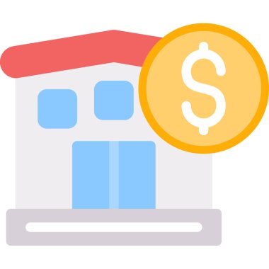 house dollar düz simgesi, vektör, illüstrasyon