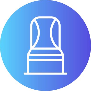 Beyaz arkaplanda izole edilmiş bir daire simgesinde mavi çizgi çanı. Çember düğmesi. vektör.