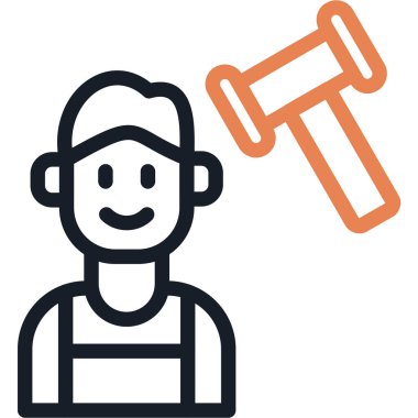 İnşaat mühendisi simgesi, vektör illüstrasyonu