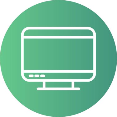 Bilgisayar monitörü simgesi, vektör illüstrasyonu beyaz arkaplanda izole edildi