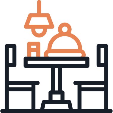 Restoran kafe tablosu simgesi taslak biçiminde